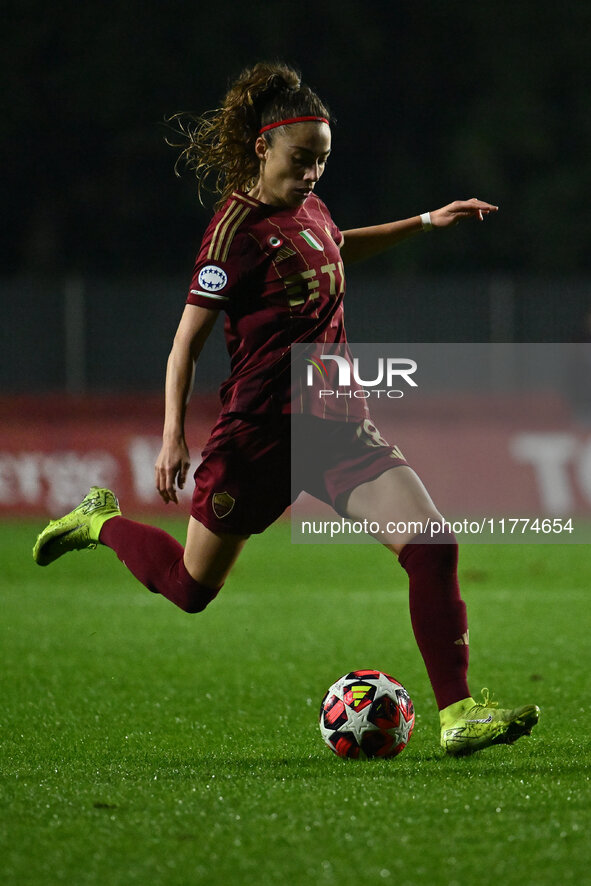 Benedetta Glionna of A.S. Roma Femminile is in action during Group A - Day 3 - UEFA Women's Champions League 2023/24 between A.S. Roma and O...