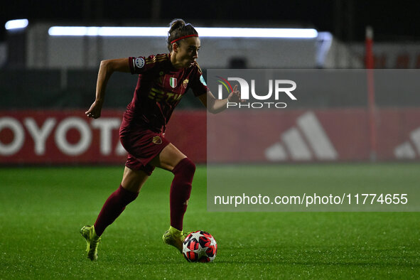 Benedetta Glionna of A.S. Roma Femminile is in action during Group A - Day 3 - UEFA Women's Champions League 2023/24 between A.S. Roma and O...