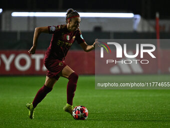 Benedetta Glionna of A.S. Roma Femminile is in action during Group A - Day 3 - UEFA Women's Champions League 2023/24 between A.S. Roma and O...