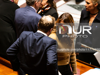 Maud Bregeon, Minister attached to the Prime Minister and Government Spokesman, is seen during the questions to the government session at th...