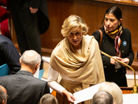 Nathalie Delattre, Minister attached to the Prime Minister responsible for Relations with Parliament, is seen during the questions to the go...