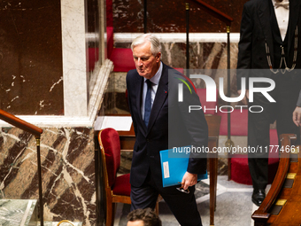 Michel Barnier, the French Prime Minister, attends the public session of questions to the French government at the National Assembly in Pari...