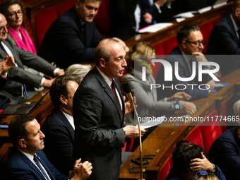 Laurent Marcangeli, President of the Horizons et Independants group, speaks during the questions to the French government at the National As...