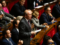 Laurent Marcangeli, President of the Horizons et Independants group, speaks during the questions to the French government at the National As...