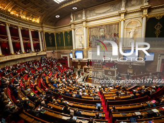 A general view of the National Assembly during the session of questions to the government in Paris, France, on November 12, 2024. (