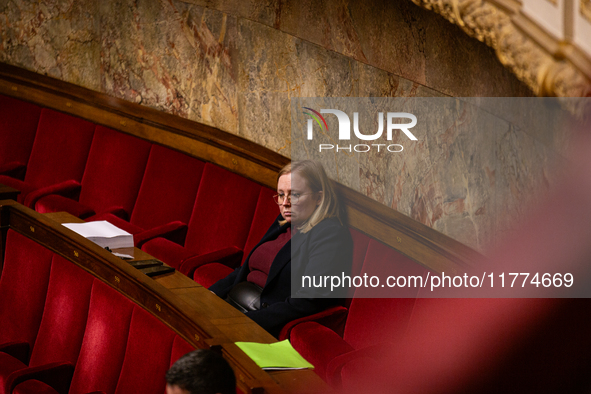 Ersilia Soudais, deputy of La France Insoumise - Nouveau Front Populaire group, is seen during the session of questions to the French govern...