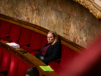 Ersilia Soudais, deputy of La France Insoumise - Nouveau Front Populaire group, is seen during the session of questions to the French govern...