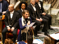 Astrid Panosyan Bouvet, French Minister of Labor and Employment, speaks during the session of questions to the French government at the Nati...