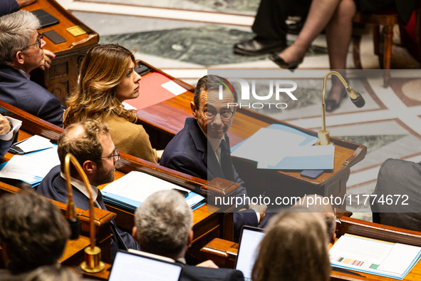 Bruno Retailleau, the French Minister of the Interior, is seen at the public session of questions to the French government at the National A...