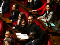 In Paris, France, on December 11, 2024, Sebastien Delogu, deputy of the group La France Insoumise - Nouveau Front Populaire, screams at Auro...