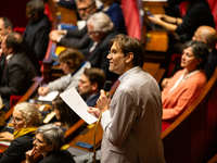 Hendrik Davi, deputy of the Ecologistes et Social group, speaks during the questions to the French government at the National Assembly in Pa...