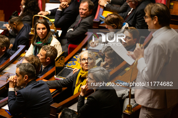 Delphine Batho, deputy of the Ecologiste et Social group, is seen during the questions to the French government at the National Assembly in...