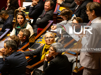 Delphine Batho, deputy of the Ecologiste et Social group, is seen during the questions to the French government at the National Assembly in...