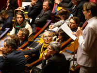 Delphine Batho, deputy of the Ecologiste et Social group, is seen during the questions to the French government at the National Assembly in...