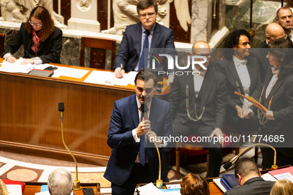 Laurent Saint-Martin, Minister attached to the Prime Minister, responsible for the Budget and Public Accounts, speaks during the questions t...