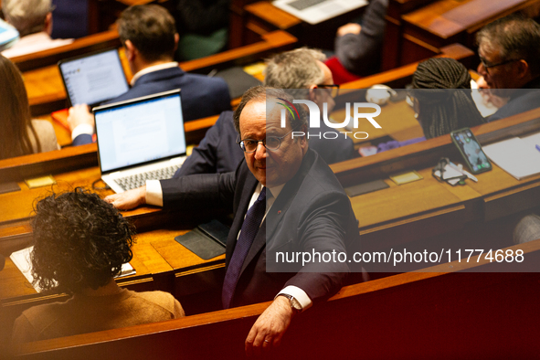 Francois Hollande, MP deputy of the Socialistes et Apparentes group, is seen during questions to the French government at the National Assem...