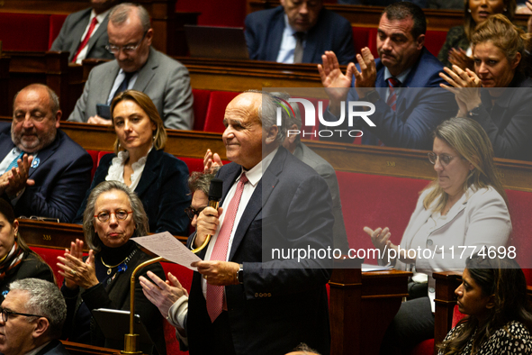 Jean-Paul Mattei, deputy of the Les Democrates group, speaks during the session of questions to the French government at the National Assemb...