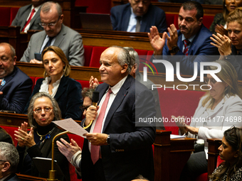 Jean-Paul Mattei, deputy of the Les Democrates group, speaks during the session of questions to the French government at the National Assemb...