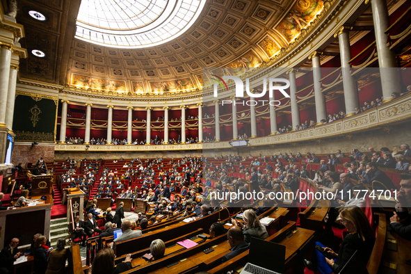 A general view of the National Assembly during the session of questions to the government in Paris, France, on November 12, 2024. 