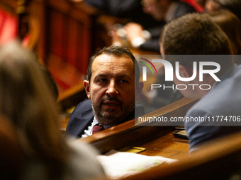 Sebastien Chenu, deputy of the Rassemblement National group, is seen during the session of questions to the French government at the Nationa...