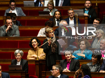 Pascale Got, deputy of the Socialistes et Apparentes group, speaks during the session of questions to the French government at the National...