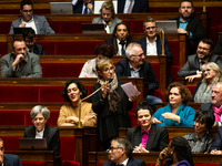 Pascale Got, deputy of the Socialistes et Apparentes group, speaks during the session of questions to the French government at the National...