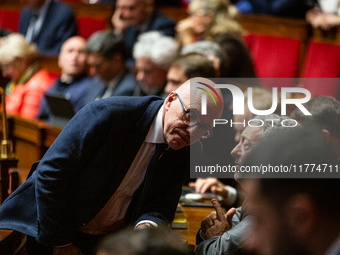 Eric Ciotti, president and deputy of the right-wing UDR group, French Union of Democrats for the Republic, is seen during the session of que...