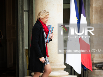 Nathalie Delattre, Minister attached to the Prime Minister, responsible for Relations with Parliament, is seen at the end of the council of...