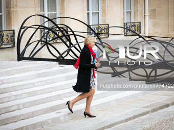 Nathalie Delattre, Minister attached to the Prime Minister, responsible for Relations with Parliament, is seen at the end of the council of...