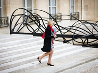 Nathalie Delattre, Minister attached to the Prime Minister, responsible for Relations with Parliament, is seen at the end of the council of...