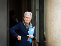 Genevieve Darrieussecq, French Minister for Health and Access to Healthcare, is seen at the end of the Council of the French Ministers in th...