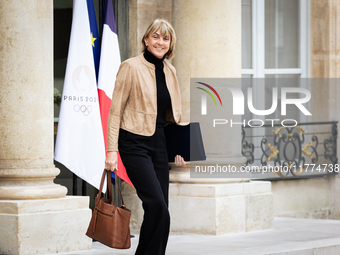 Valerie Letard, the French Minister for Housing and Urban Renewal, is seen at the end of the Council of the French Ministers in the main cou...