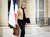 Valerie Letard, the French Minister for Housing and Urban Renewal, is seen at the end of the Council of the French Ministers in the main cou...