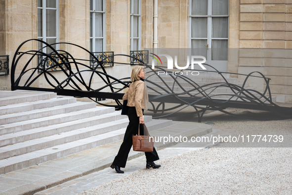 Valerie Letard, the French Minister for Housing and Urban Renewal, is seen at the end of the Council of the French Ministers in the main cou...