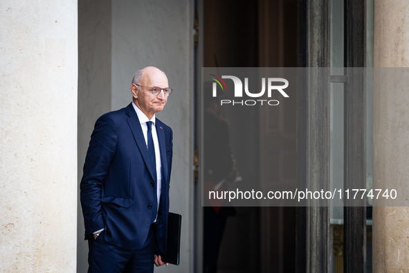 Didier Migaud, keeper of the seals and minister of justice, is seen at the end of the council of the French ministers in the main courtyard...