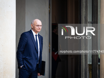 Didier Migaud, keeper of the seals and minister of justice, is seen at the end of the council of the French ministers in the main courtyard...