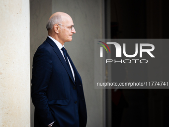 Didier Migaud, keeper of the seals and minister of justice, is seen at the end of the council of the French ministers in the main courtyard...