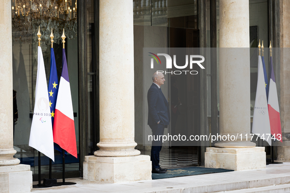 Didier Migaud, keeper of the seals and minister of justice, is seen at the end of the council of the French ministers in the main courtyard...