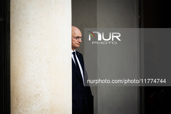 Didier Migaud, keeper of the seals and minister of justice, is seen at the end of the council of the French ministers in the main courtyard...