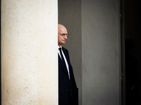 Didier Migaud, keeper of the seals and minister of justice, is seen at the end of the council of the French ministers in the main courtyard...