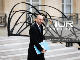 Benjamin Haddad, the French minister in charge of Europe, is seen at the end of the council of the French ministers in the main courtyard of...