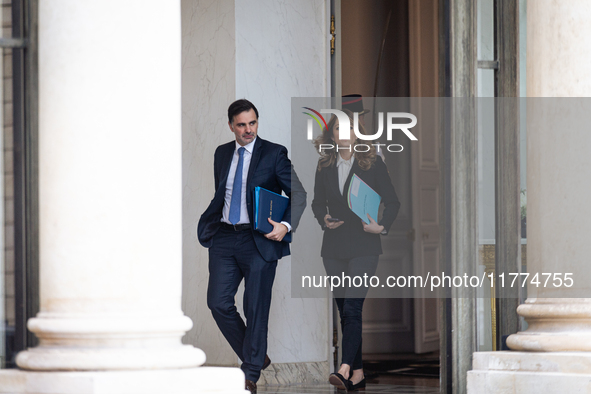 Maud Bregeon, the French government spokesperson, and Laurent Saint Martin, the French minister responsible for the budget and public accoun...