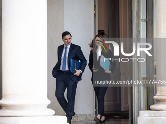 Maud Bregeon, the French government spokesperson, and Laurent Saint Martin, the French minister responsible for the budget and public accoun...