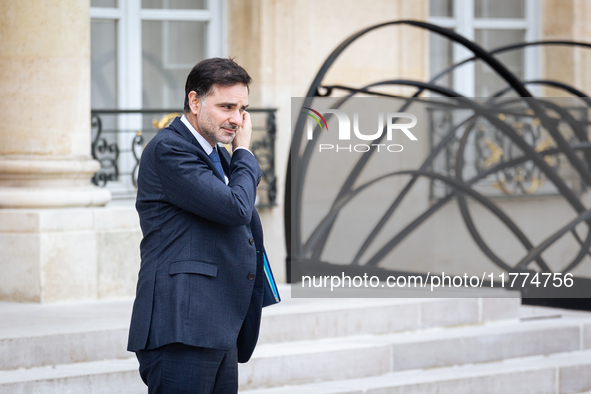 Laurent Saint Martin, the French minister responsible for the budget and public accounts, is seen at the end of the council of the French mi...