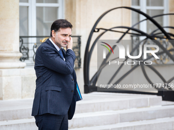 Laurent Saint Martin, the French minister responsible for the budget and public accounts, is seen at the end of the council of the French mi...