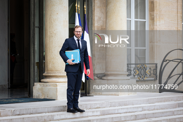 Antoine Armand, French Minister of Economy, Finance, and Industry, is seen at the end of the council of the French ministers in the main cou...