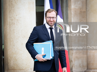 Antoine Armand, French Minister of Economy, Finance, and Industry, is seen at the end of the council of the French ministers in the main cou...