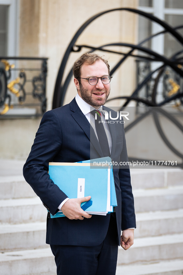 Antoine Armand, French Minister of Economy, Finance, and Industry, is seen at the end of the council of the French ministers in the main cou...