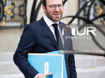 Antoine Armand, French Minister of Economy, Finance, and Industry, is seen at the end of the council of the French ministers in the main cou...