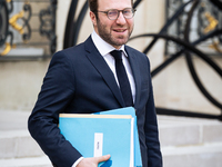 Antoine Armand, French Minister of Economy, Finance, and Industry, is seen at the end of the council of the French ministers in the main cou...